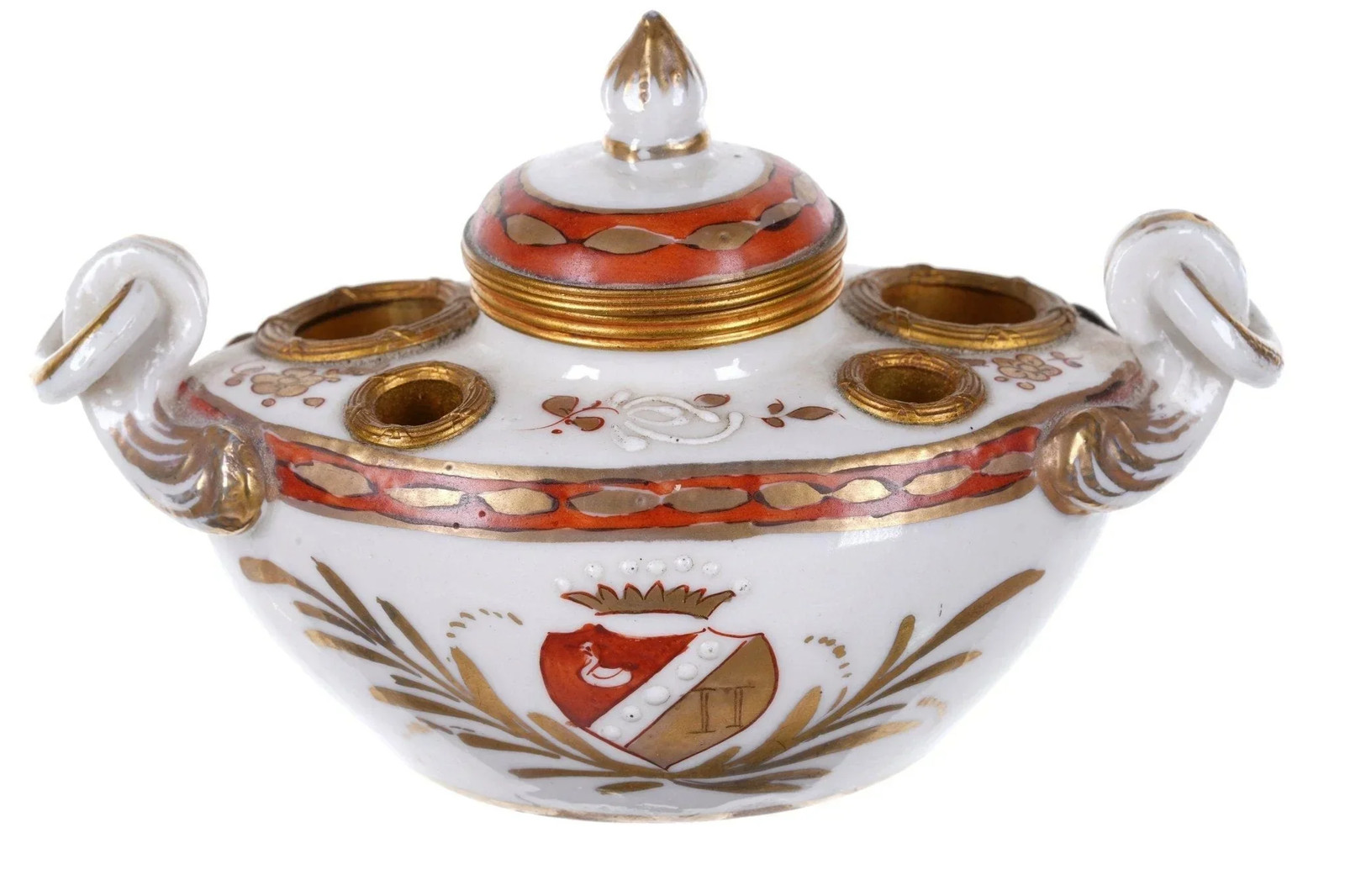 Antique French Armorial Inkwell