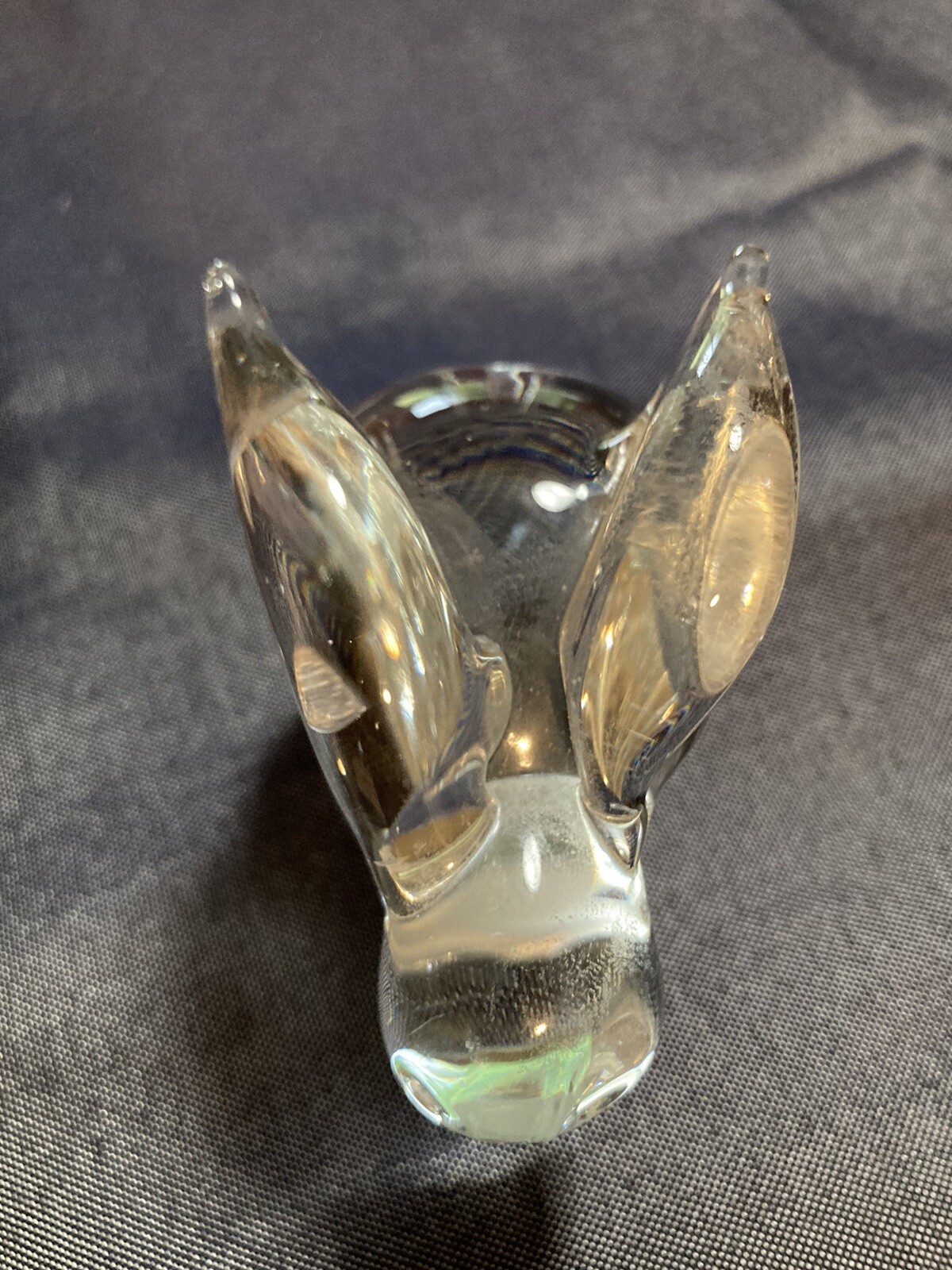 Clear Glass bunny Rabbit Art Glass paperweight Unbranded 2.75 inches vintage