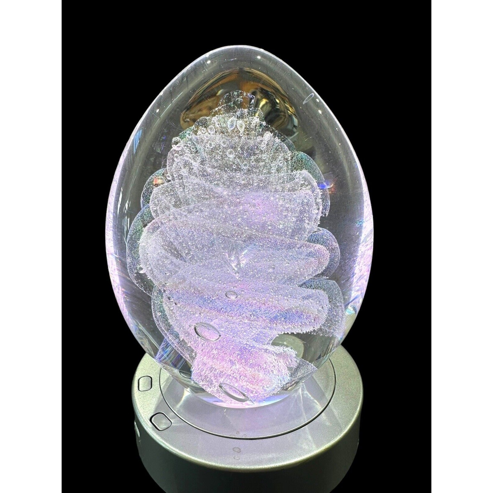 NEW Alabaster Small Paddle Crystal Dichroic Art Glass Paperweight S. Garrelts
