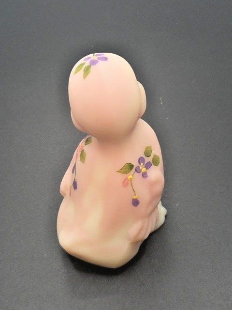 Fenton Glass Uranium Burmese Satin Duck Figurine Signed L Everson – EYES CLOSED