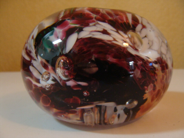 Hand Blown Art Glass Large Heavy Paperweight Colorful Aquatic Theme 3.3 Lbs 4″+