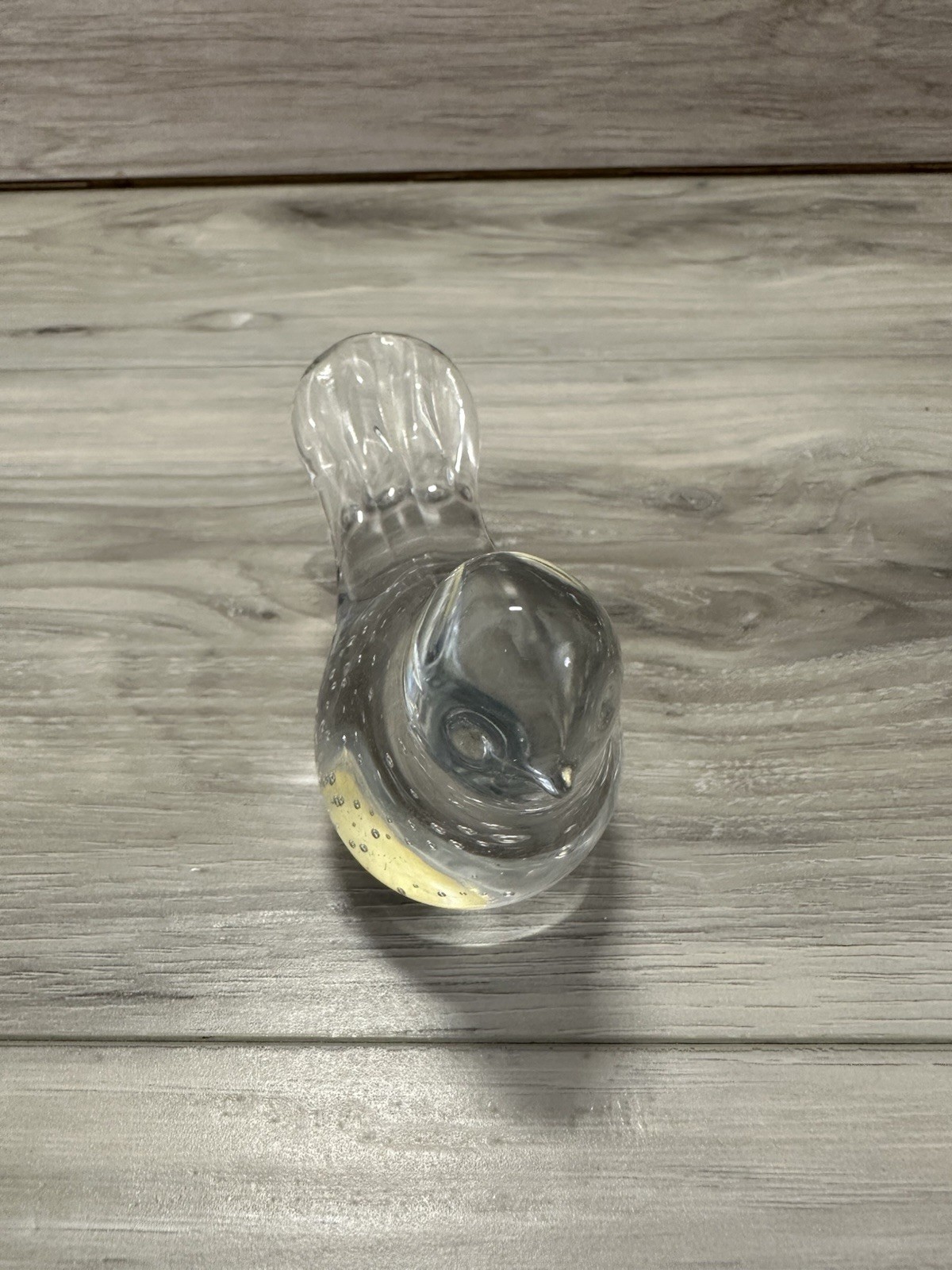 Lefton UOGC Bird Paperweight Controlled Bubble Clear Art Glass Vintage