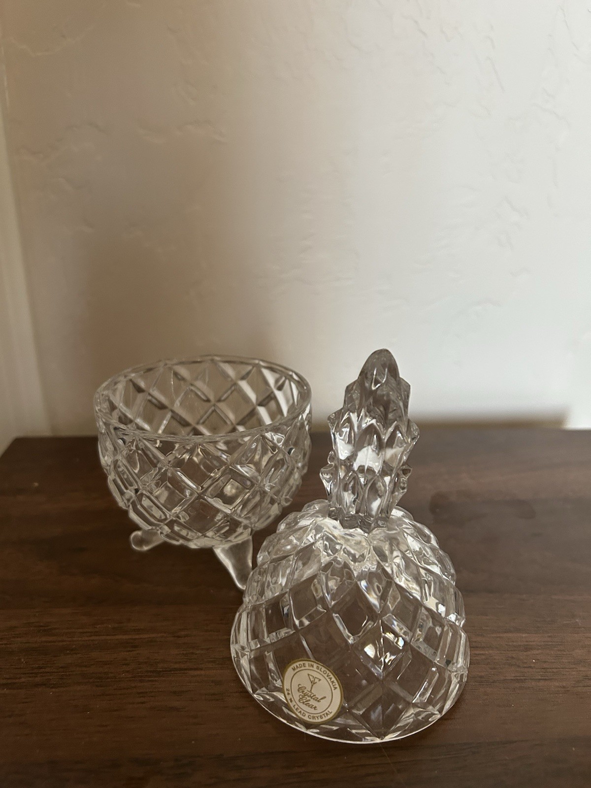 Crystal Clear pineapple covered candy dish made in Slovakia