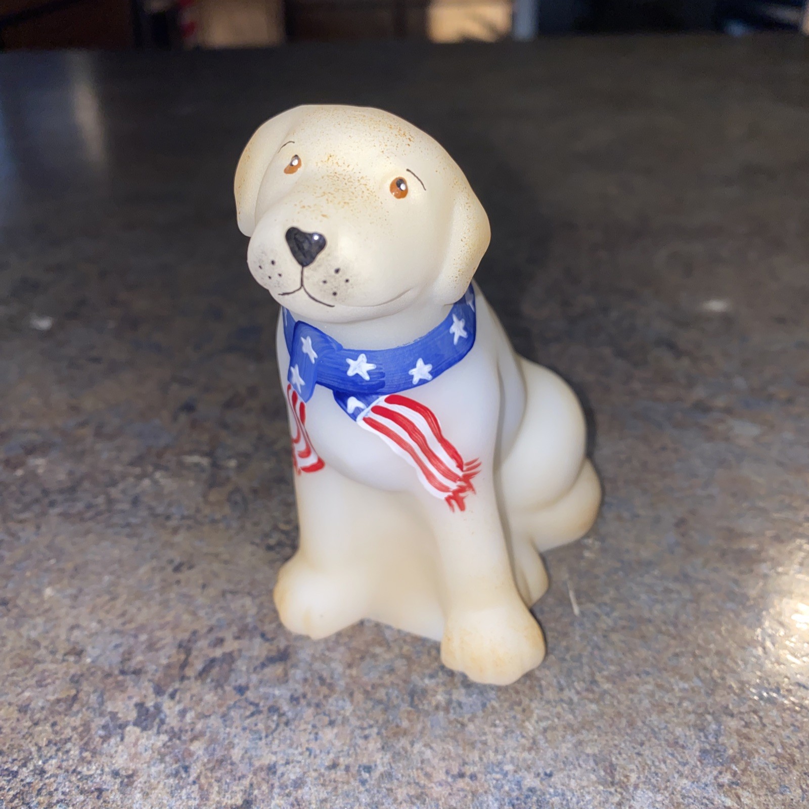Fenton Opal Satin Yankee Doodle American Dog eBay Signed 149/500 Hand Painted