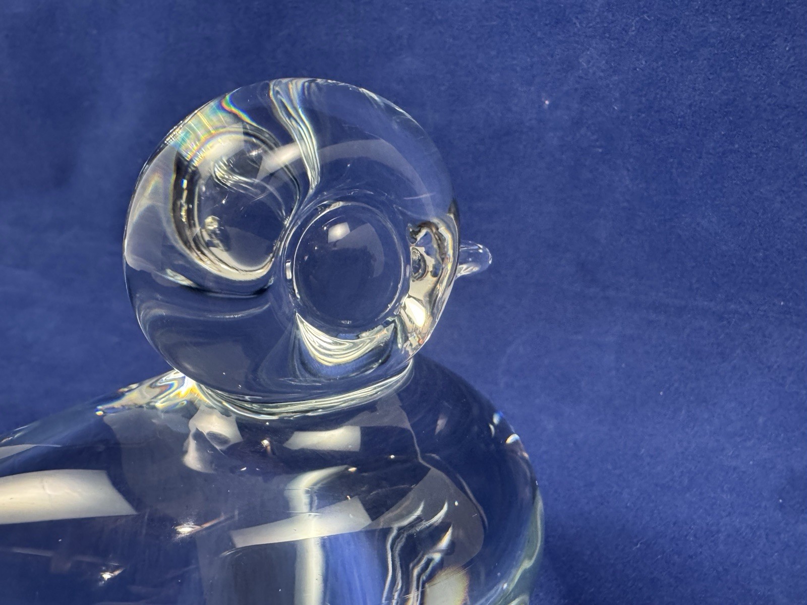Vtg 60s MCM Folke Walving MALERAS Duck Crystal Art Glass Sweden Easter Spring