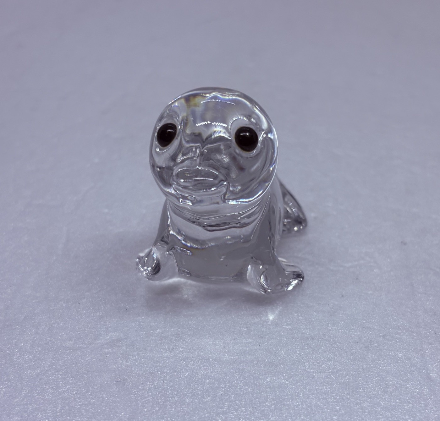 Vintage Oneida Crystal Baby Seal Figurine Paperweight Hand Cut Glass Decor 35
