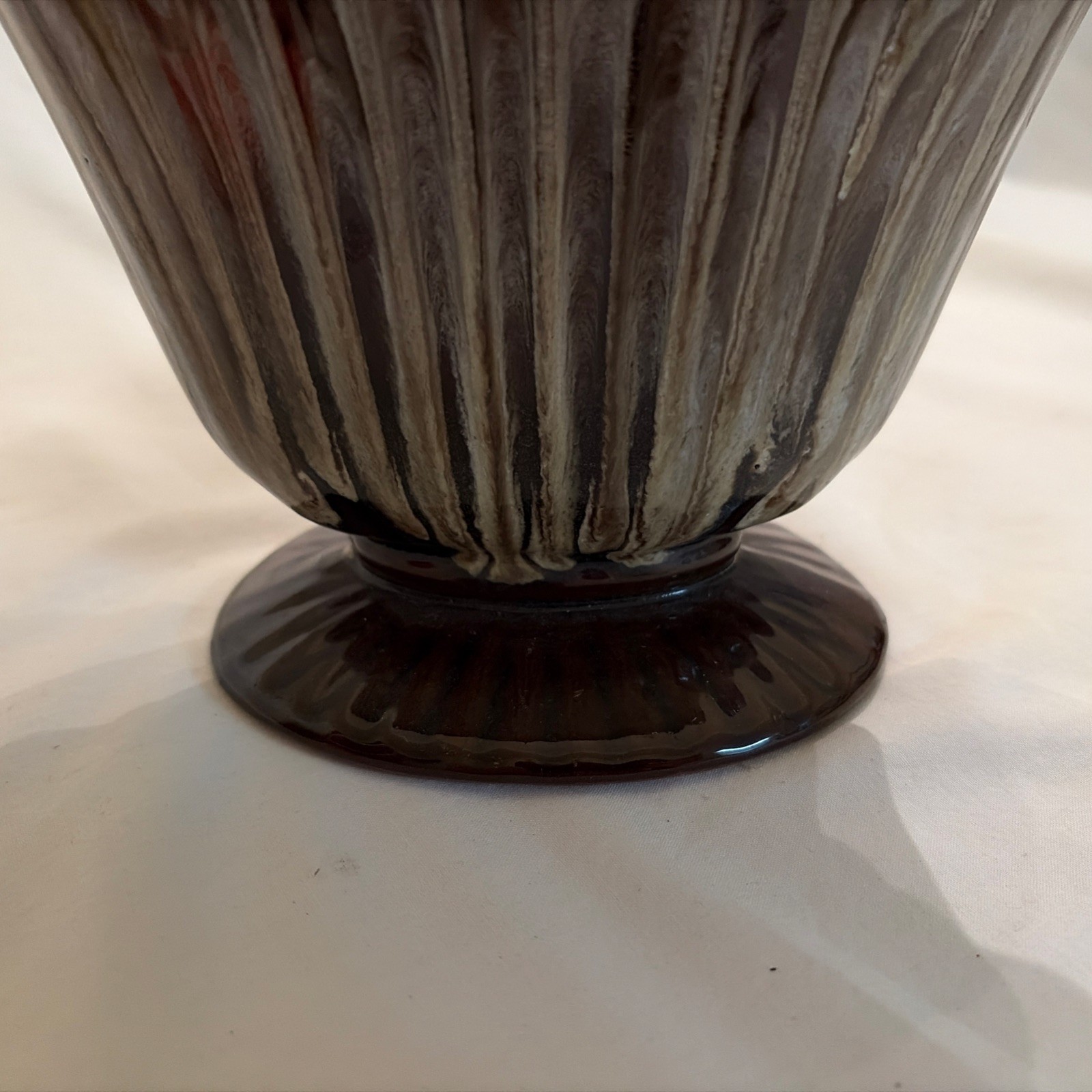 Evangeline Vase Pottery Brown Cream Drip Glaze Lava Canuck Art 6×8” Canada