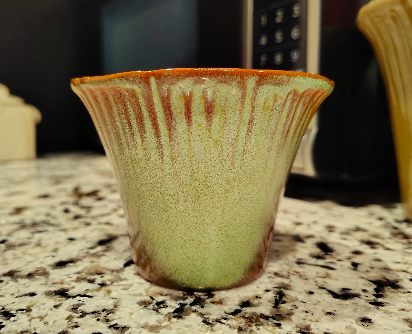 Vintage Small 4″ x 3″ Prairie Green #A4 Frankoma Pottery Jardiniere Pot Planter