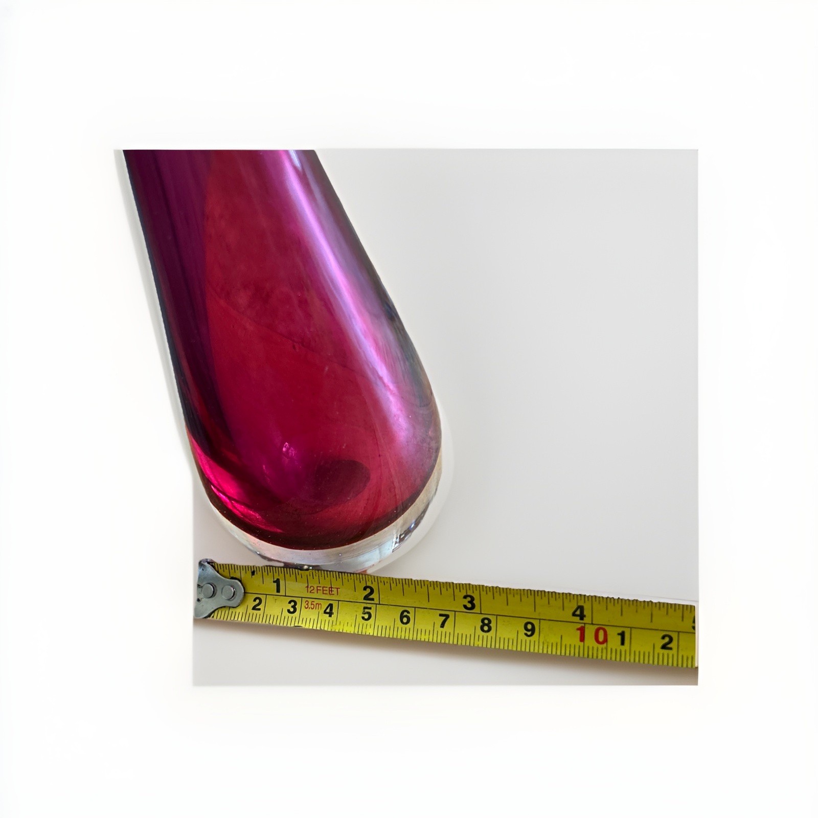 Red Cranberry Murano Glass Vase Art Glass 10 1/2 Inches Tall