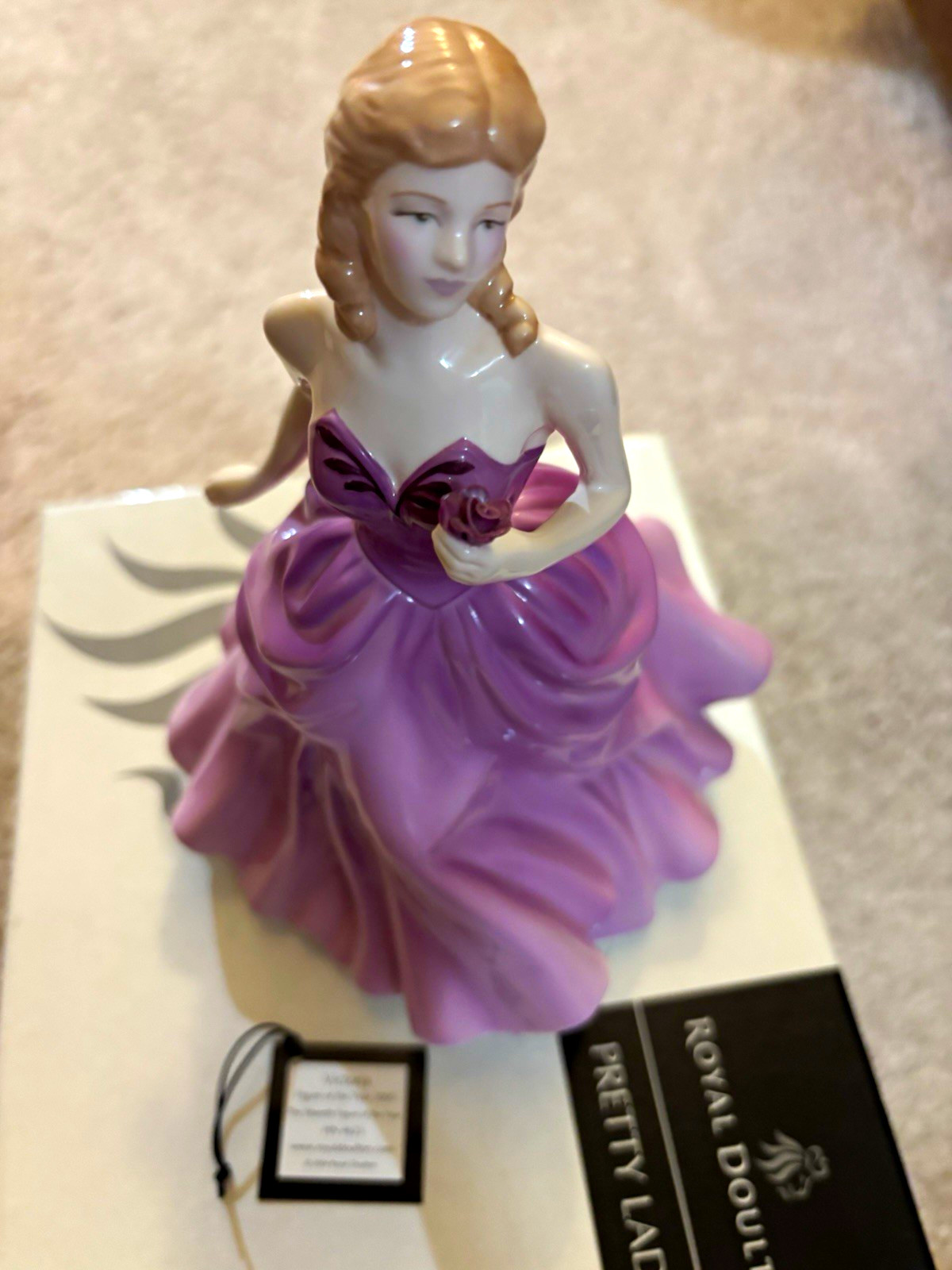 Royal Doulton Pretty Ladies Victoria Figurine 2005 Porcelain Purple/White HN4623