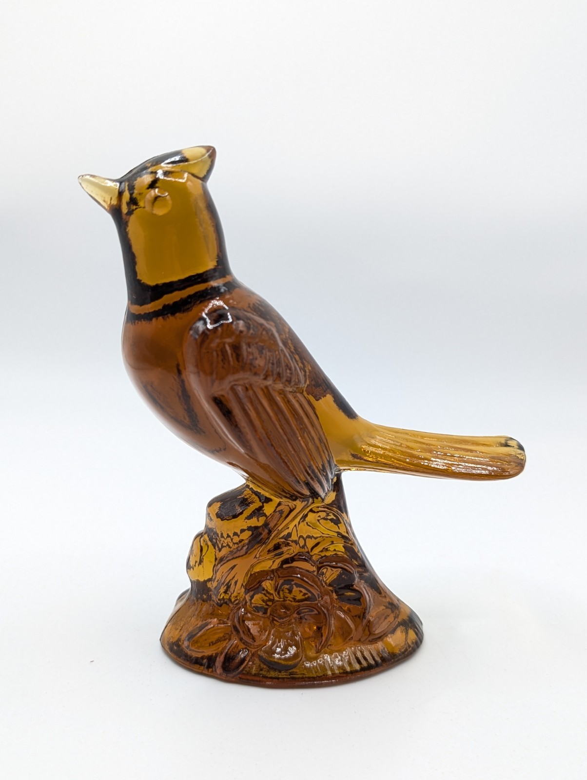 Vintage Mosser Glass Audubon Cardinal Amber Bird Figurine Paperweight