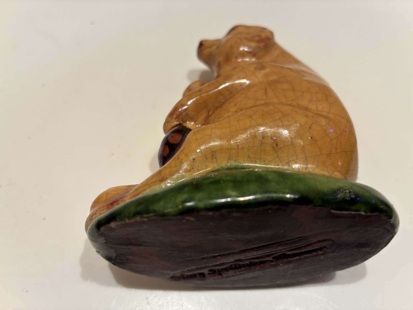 Vintage Mary Spellmire Shooner Folk Art Bear Figurine Redware Clay Pottery
