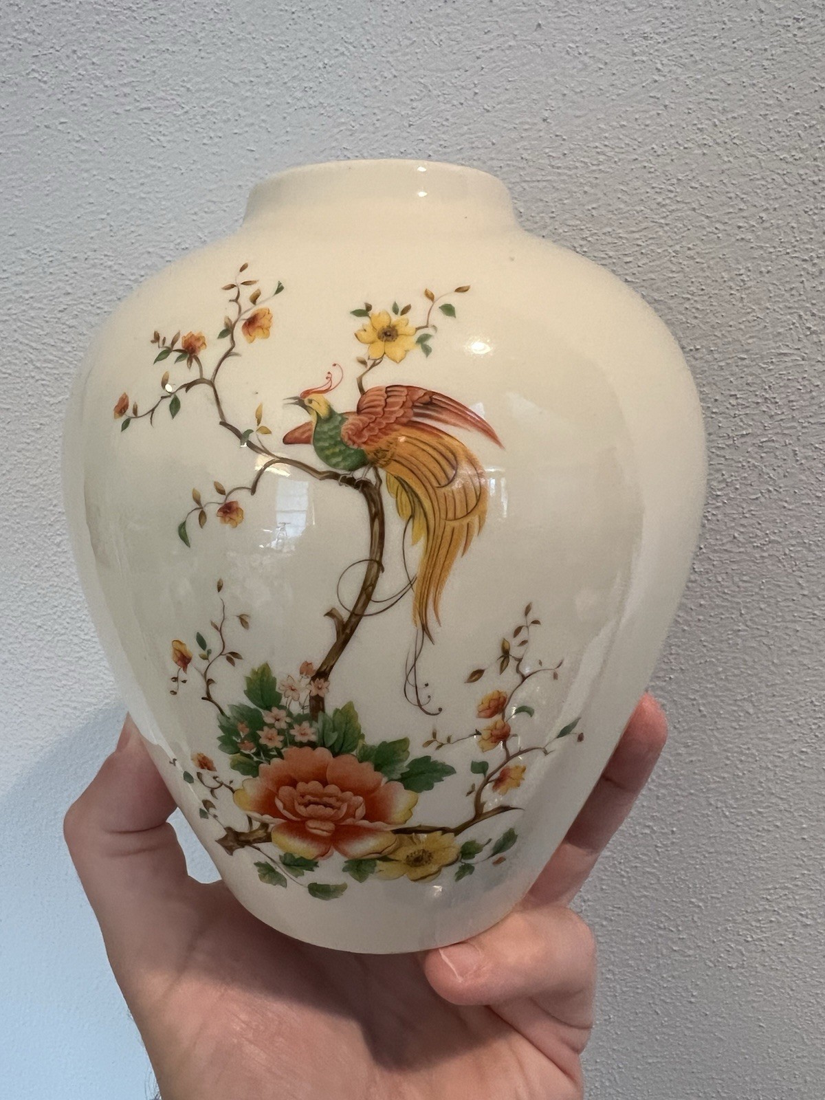 Vintage McCoy Vase Birds Blossoms 6-5/8” Tall 5-1/2” Diameter Rare