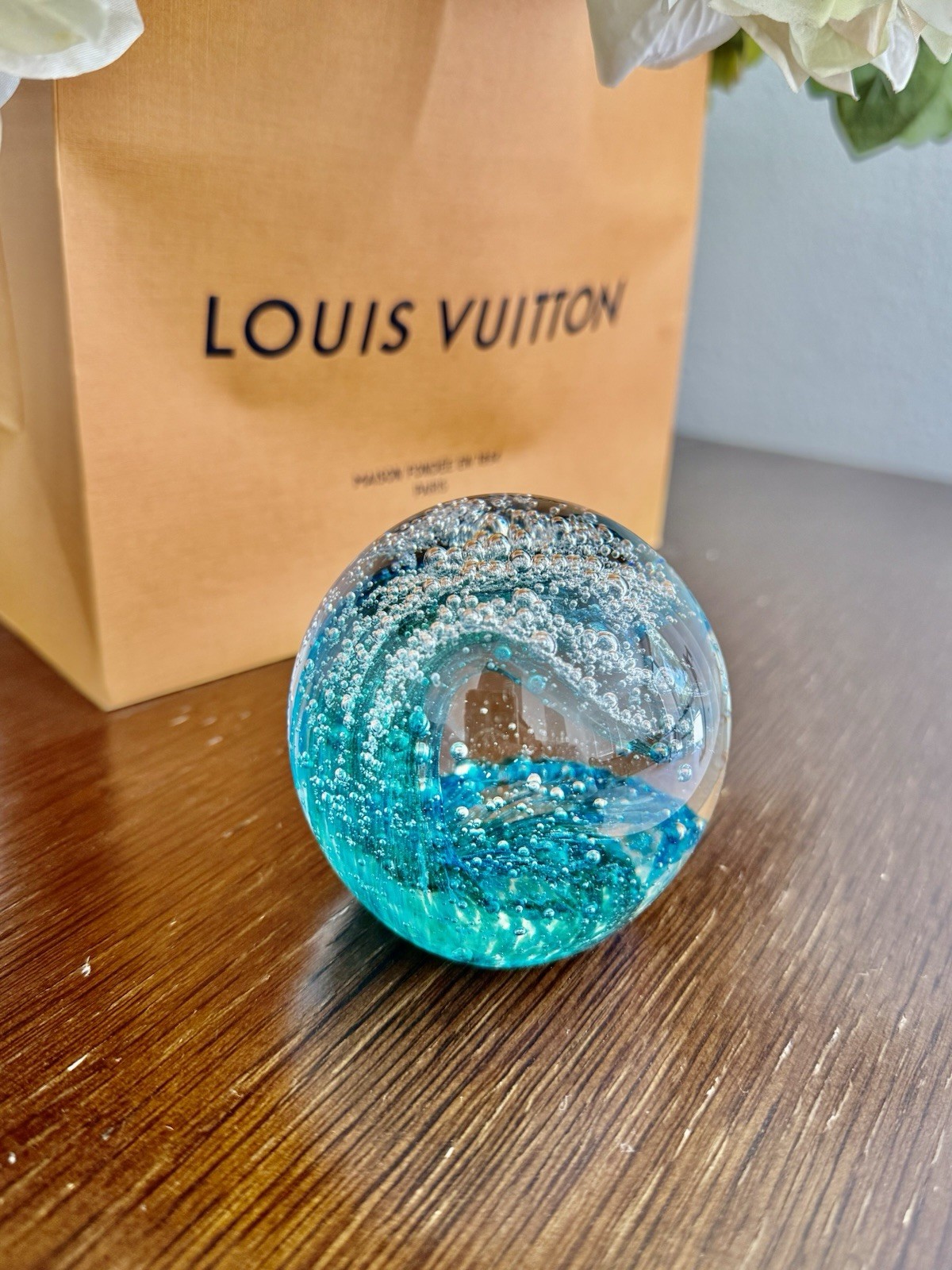 Ocean Lovers Crystal Ball Hand Blown Glass Sphere Paperweight Gift Decor