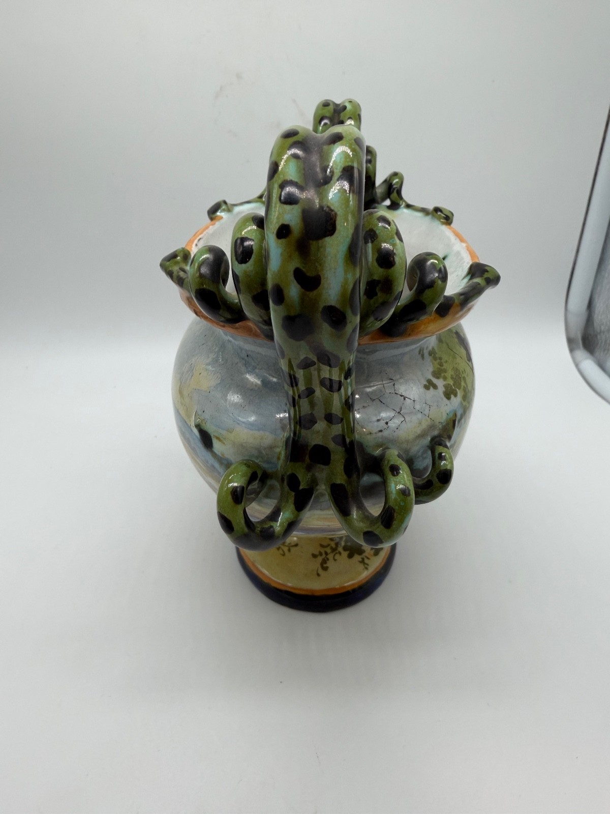 Italian Possibly Vintage Ceramic Vase w/ Shepherd Man & Woman w/ Snake Handles