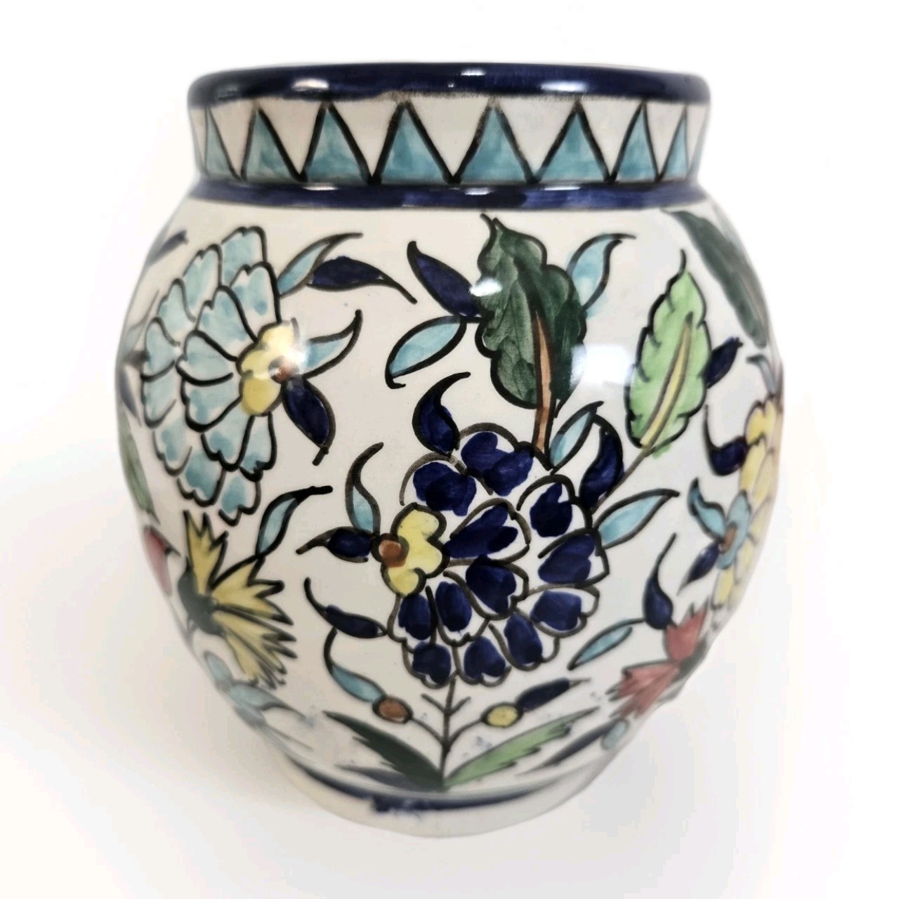 Vintage Marie Balian Armenian Ceramic Vase Jerusalem ISRAEL 6 in h X 5.5 in d