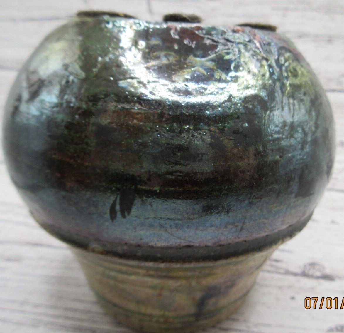 RAKU STYLE~STEWARD SITKA POTTERY VASE~MUSEUM QUALITY EXAMPLE~4 1/4″ X 4 1/4″