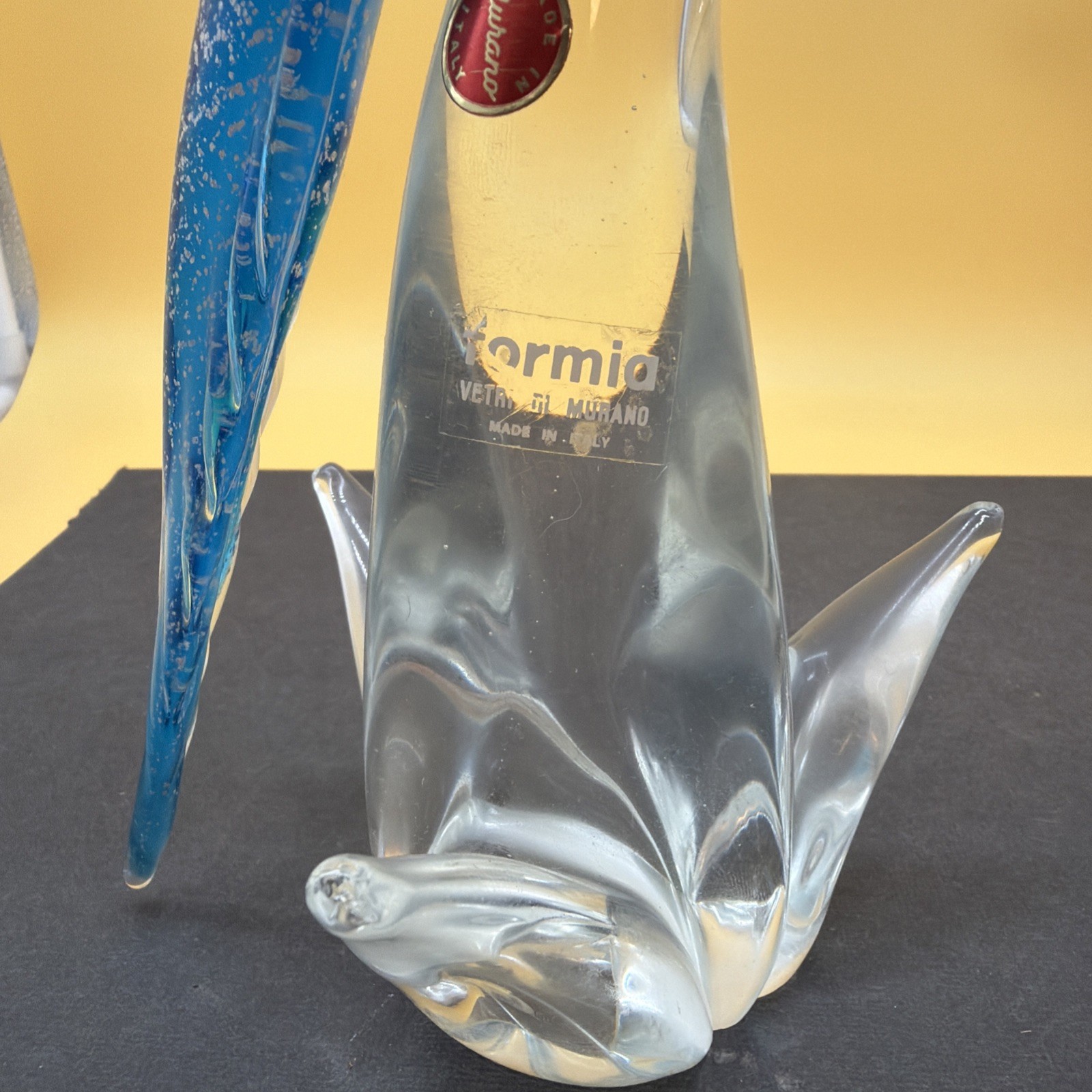 Vintage Handblown Murano Formia Blue Budgerigar MINT CONDITION! 10”!