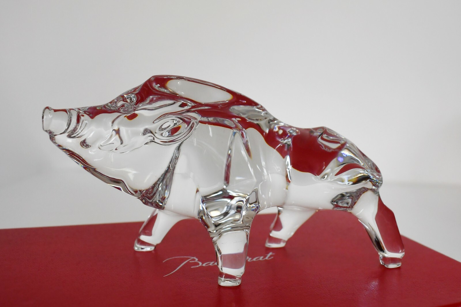 $280 New BACCARAT France Zodiac Crystal BOAR Pig Figurine Ornament Paperweight
