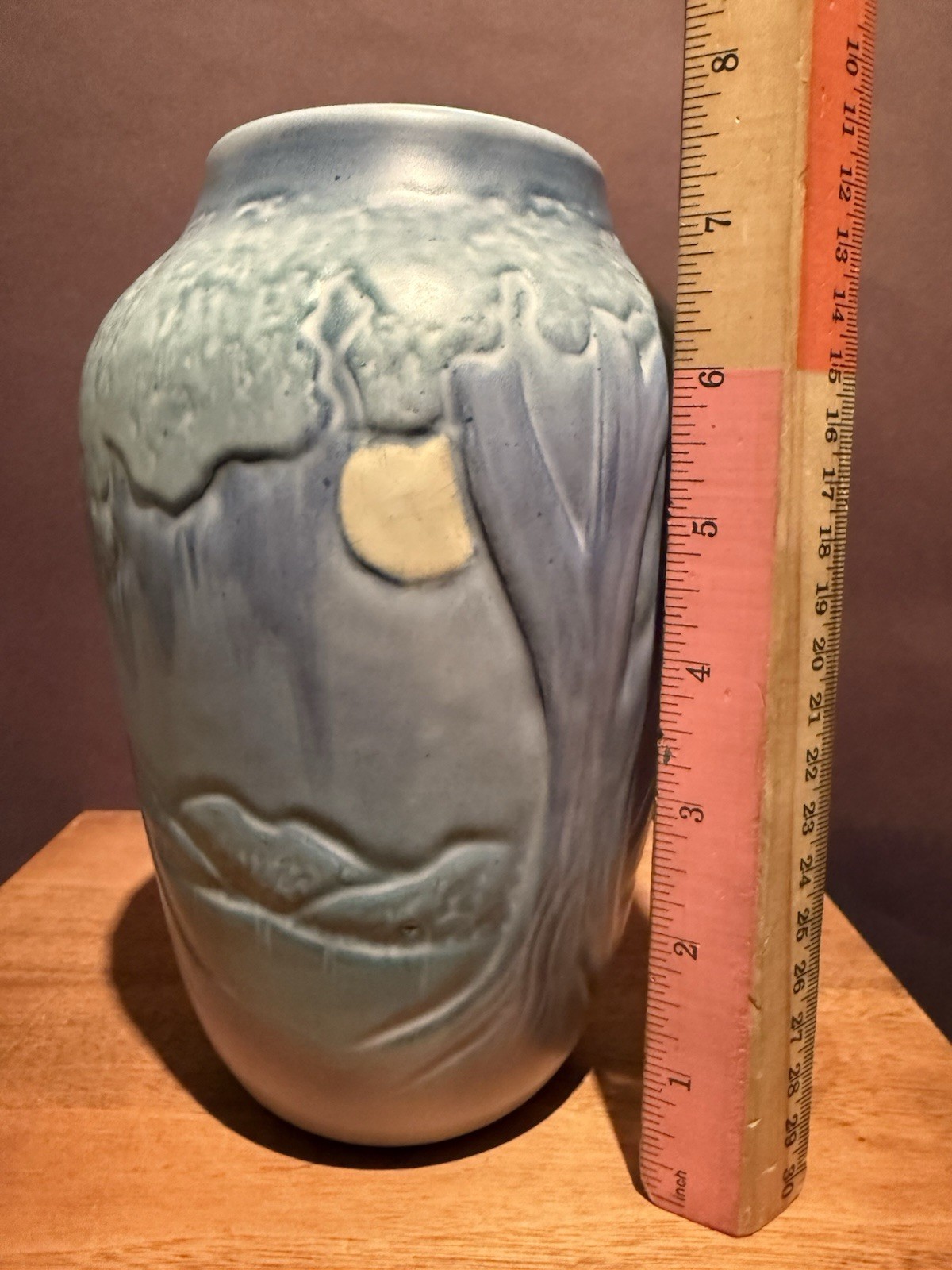 Ephraim Faience Moonlight Landscape Newcomb Style Stamped On Base Kevin Hicks 8”