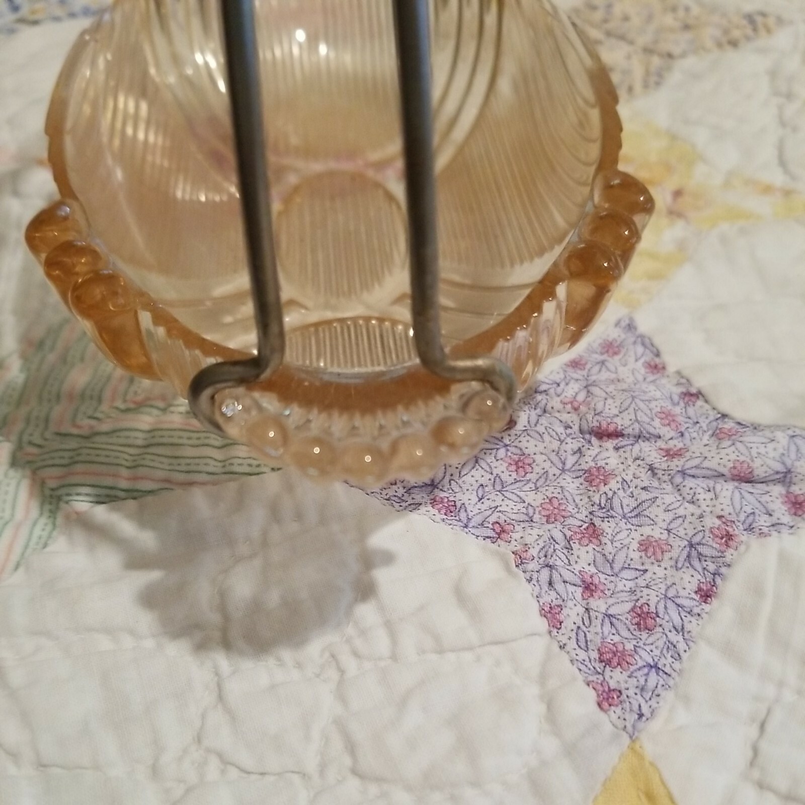 Vintage Pink Glass Basket 81/4″ Long 5 1/2″ Tall 4″ Wide