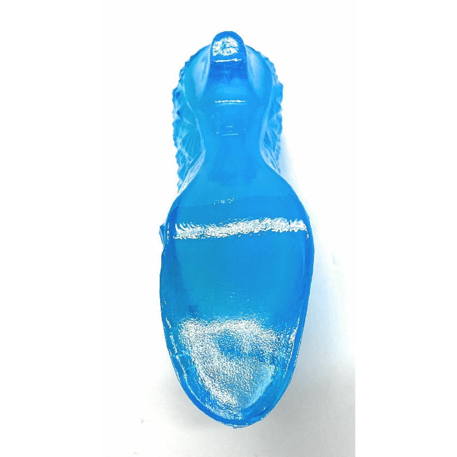 Daisy Button Cat Slipper Shoe Boyd Crystal Art Glass 1999 Peacock Blue VTG B284
