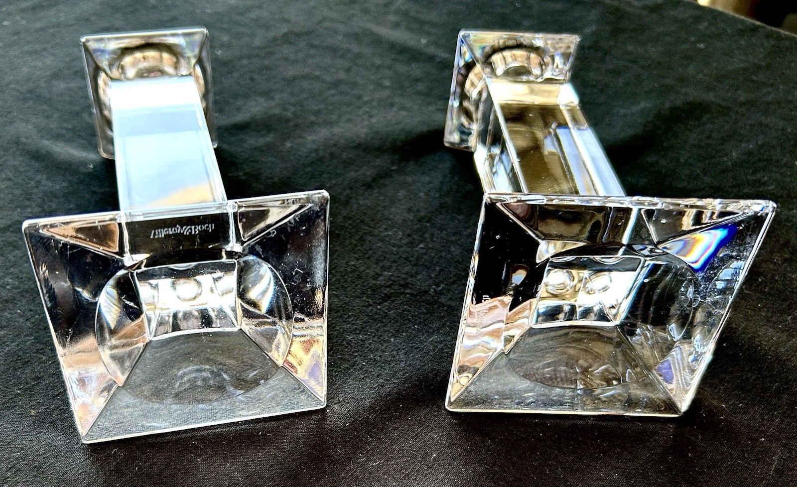 Set of 2 Villeroy & Boch Lead Crystal Candle Sticks / Austria / Siena