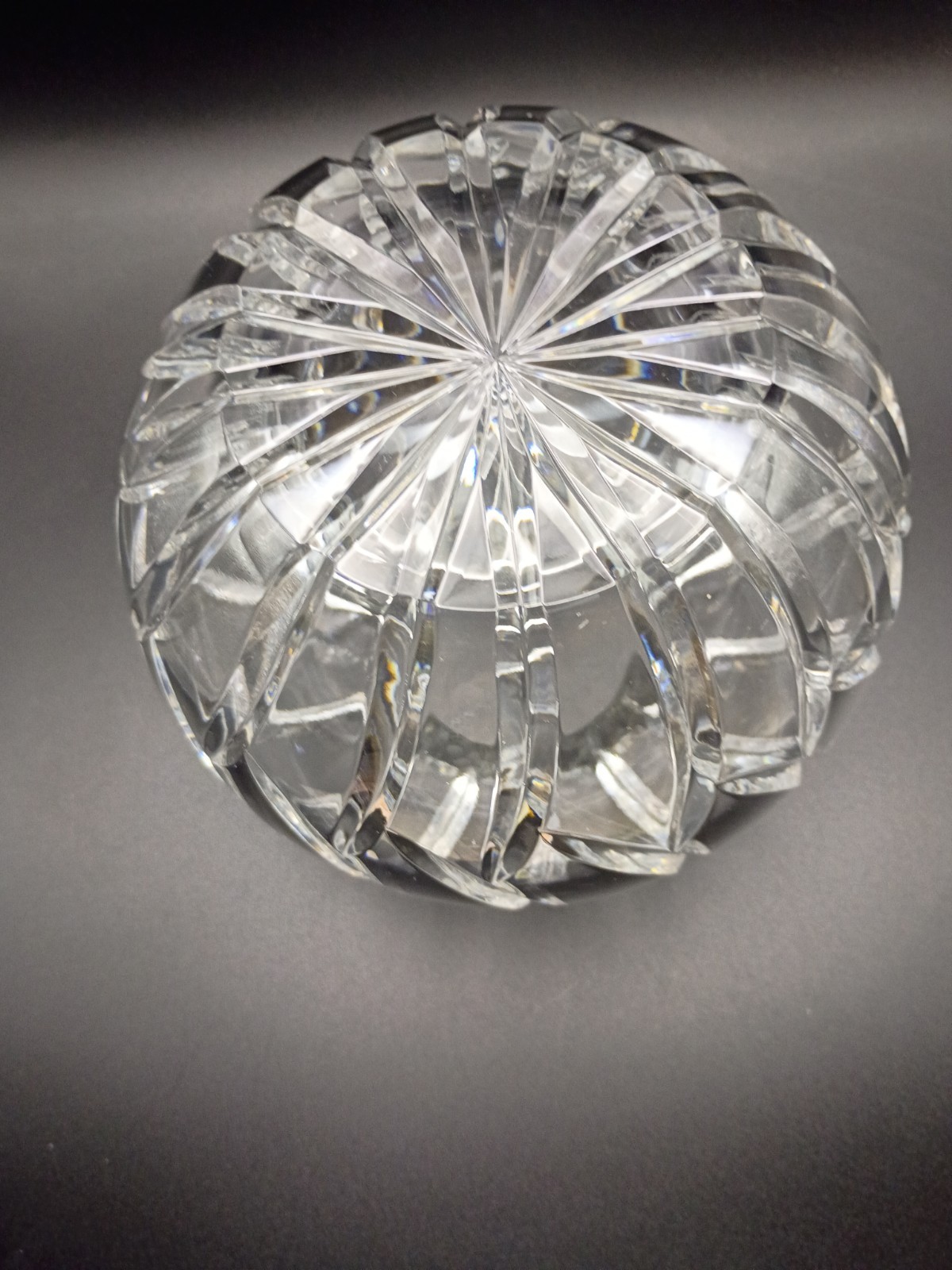 VTG Crystal Clear Industries Cut Glass Swirl Pattern Vase, 6″ Wide