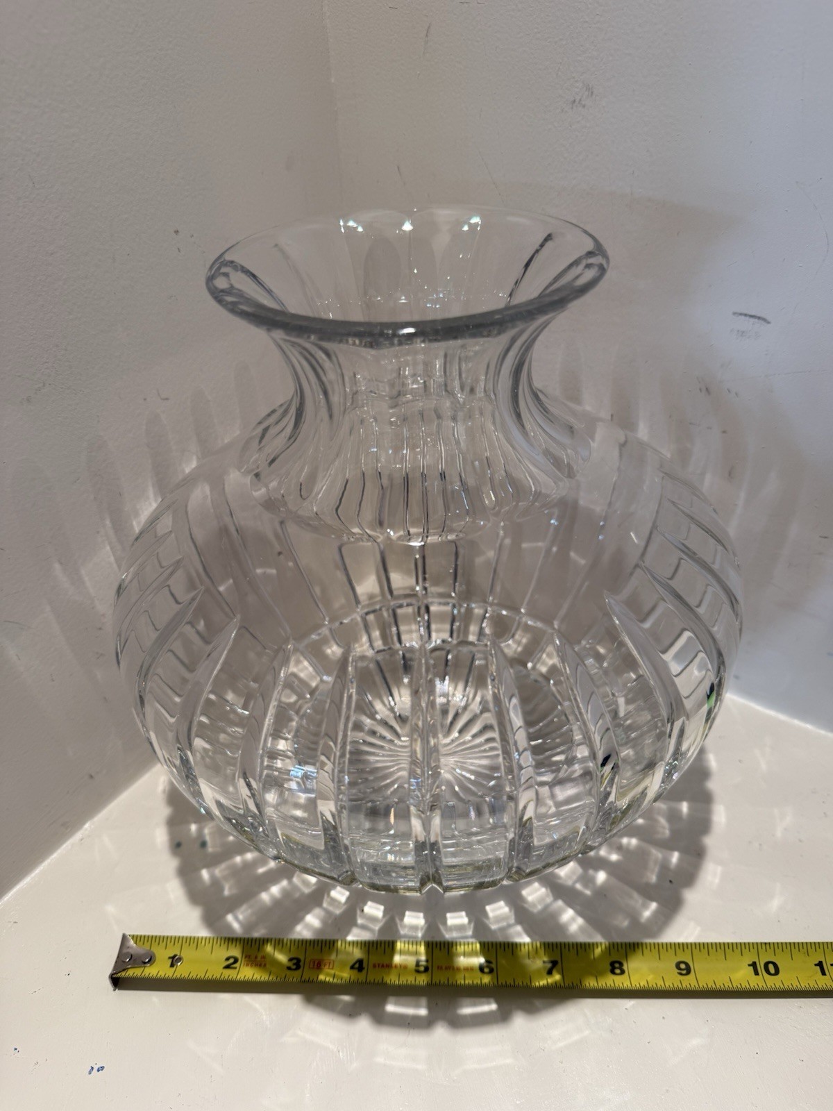 Large Rare Crystal Vase- Maker Unknown 10” tall- 8lbs+ statement piece