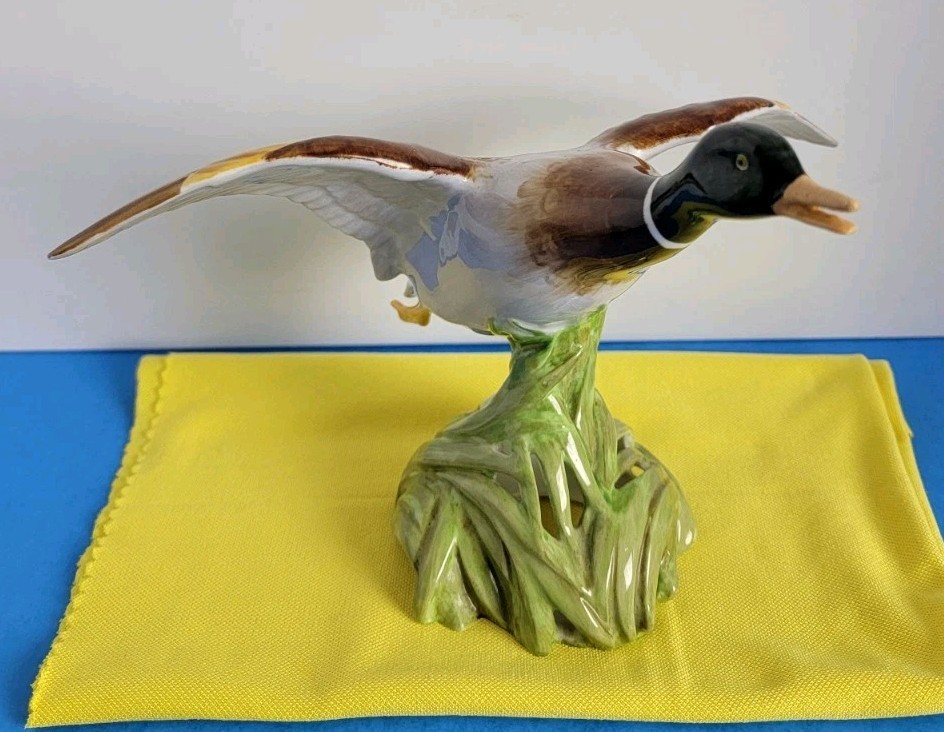 Vintage Copeland Spode Porcelain Mallard Duck Gliding in Flight Figurine.