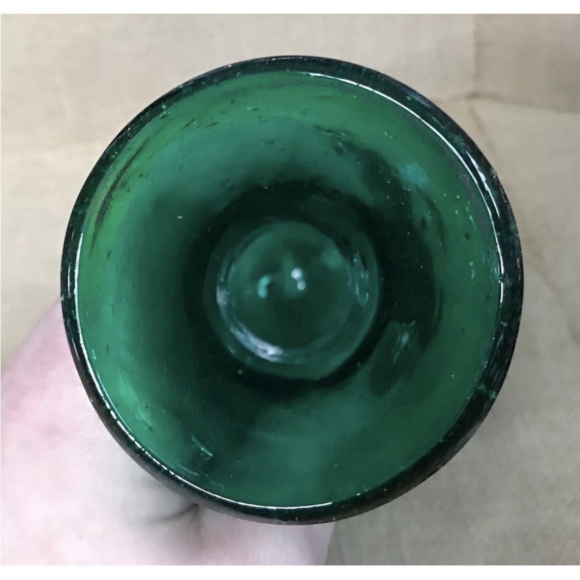Emerald Green Hand Blown Glass Vase Beaker Shape Made In Egypt Eclectic Quirky