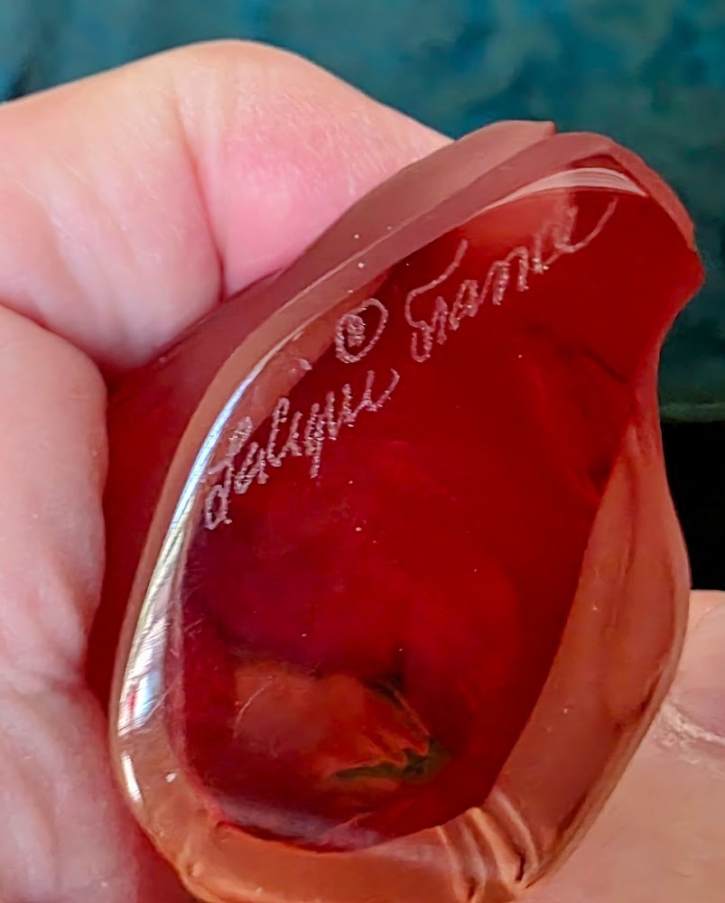 Antique “Lalique Amber OWL signed in script” w-Box rare excellent condition