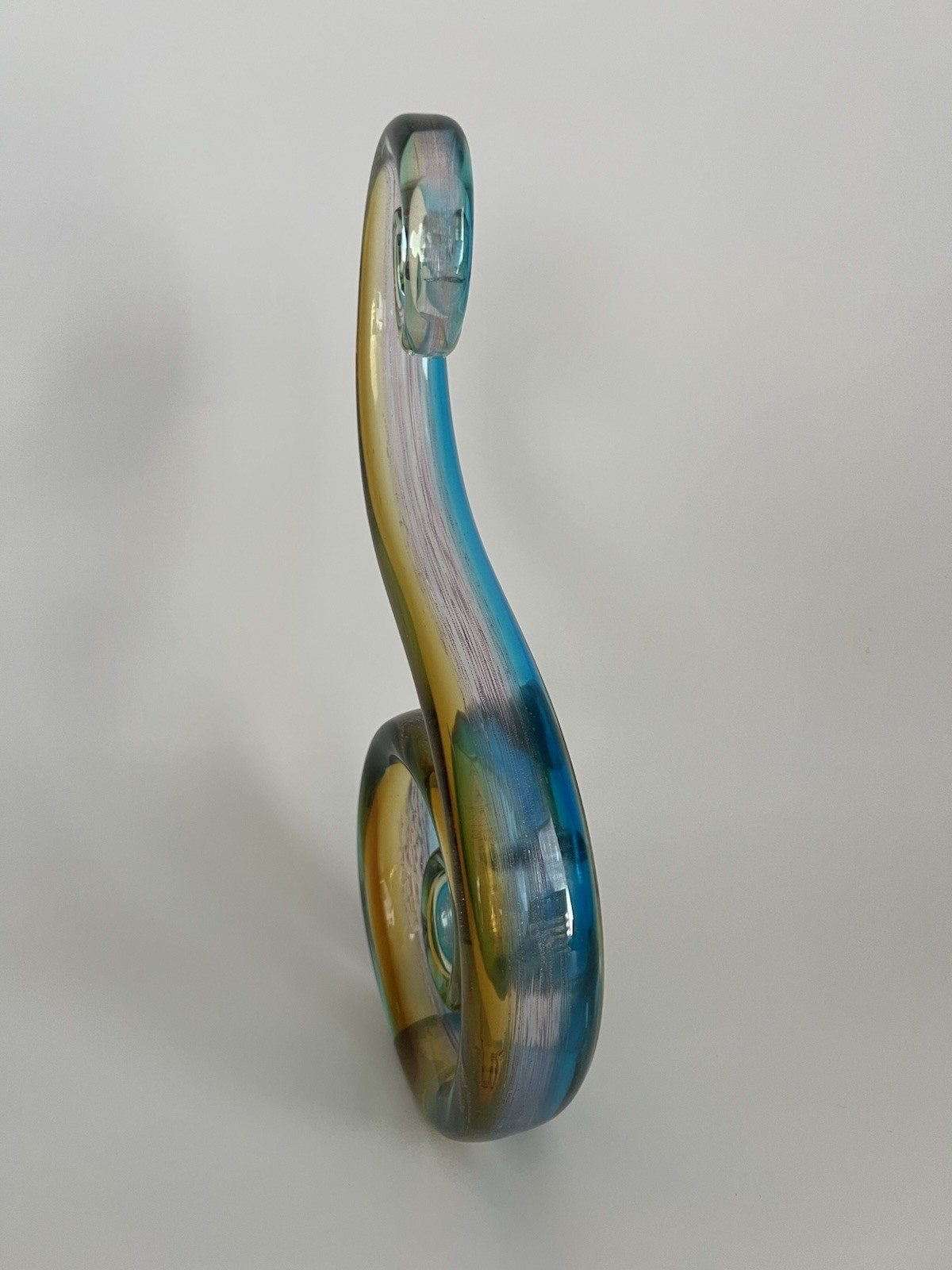 Hand Blown Vintage 12″ Murano Art Glass Fused Sculpture Music Treble Clef Note