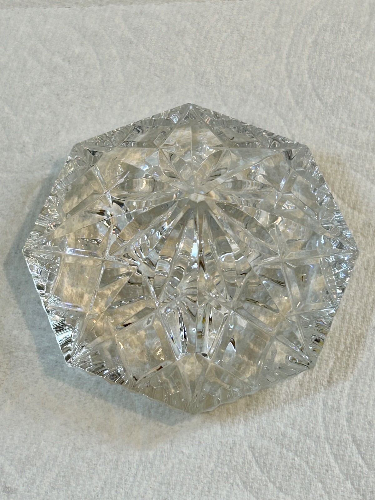 WATERFORD Marked Crystal Lismore Diamond Pyramid Shaped Intricate Paperweight