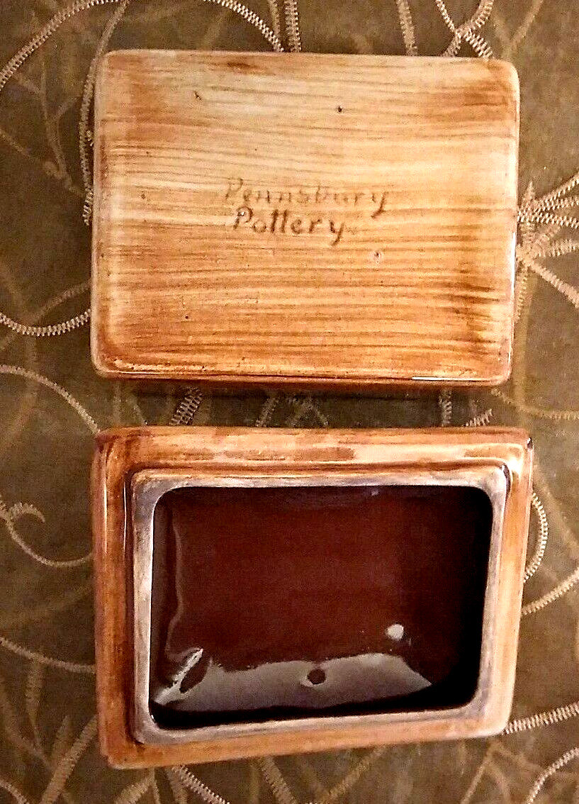 Pennsbury Pottery Ceramic Cigarette Trinket Box Patriotic Bald Eagle Stars USA