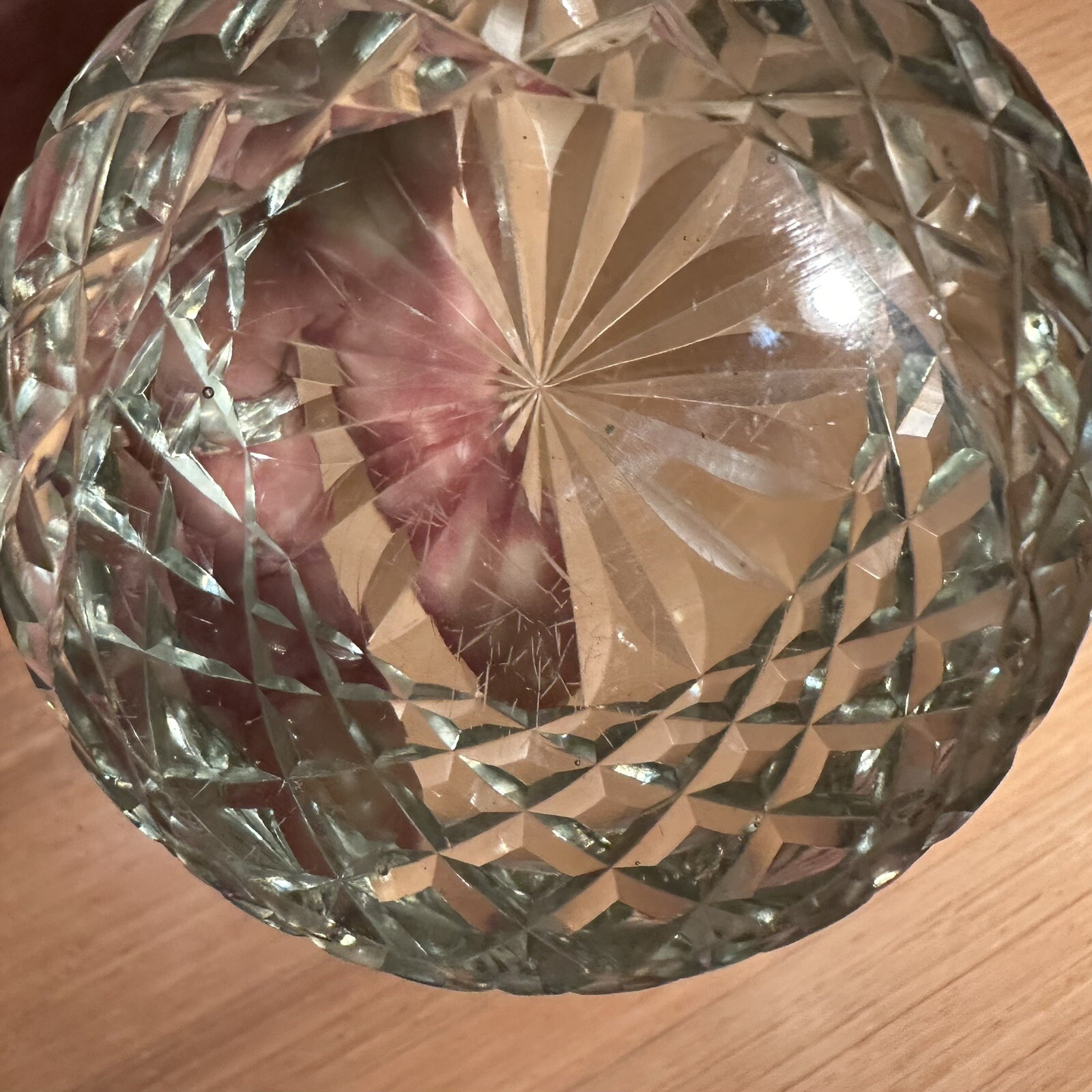 Clear Diamond-Cut Solid Crystal Glass Lg Globe Sphere Paperweight VTG 4 lb 4.25″