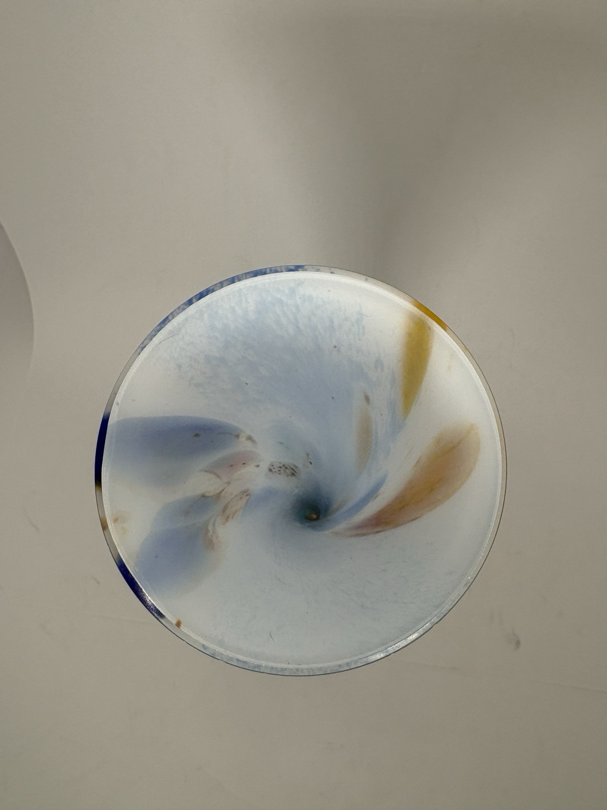 Artisanal Hand Blown Art Glass Multicolor Vase 8.5” Confetti Swirl Art Blue