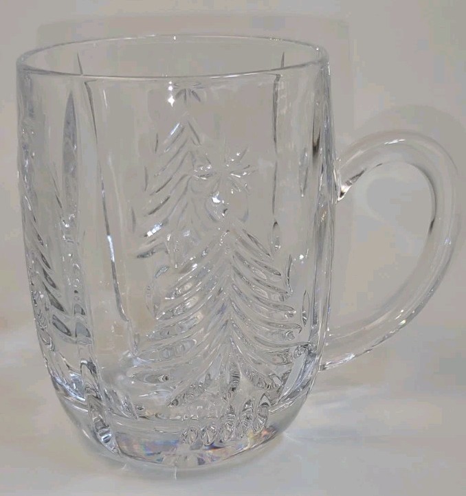 Mikasa Crystal Christmas Tree Mug (Or Mugs) Heavy Lead Crystal 11 Oz