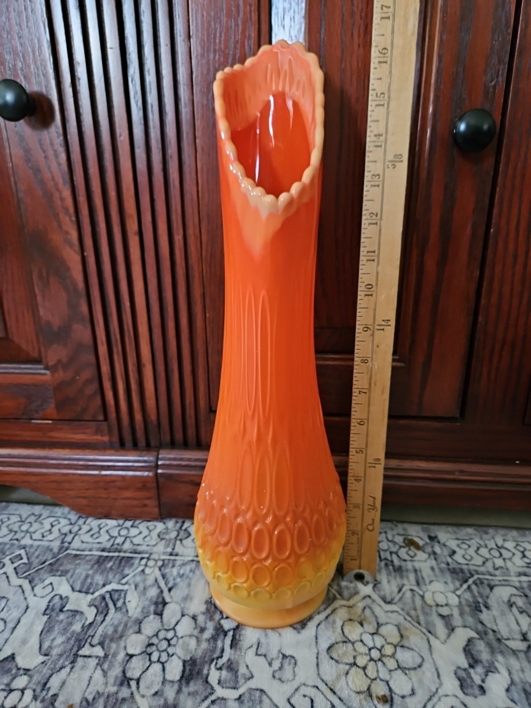 Vintage Swung Vase Orange Bittersweet 1000 Eye Vase, 16″ Tall