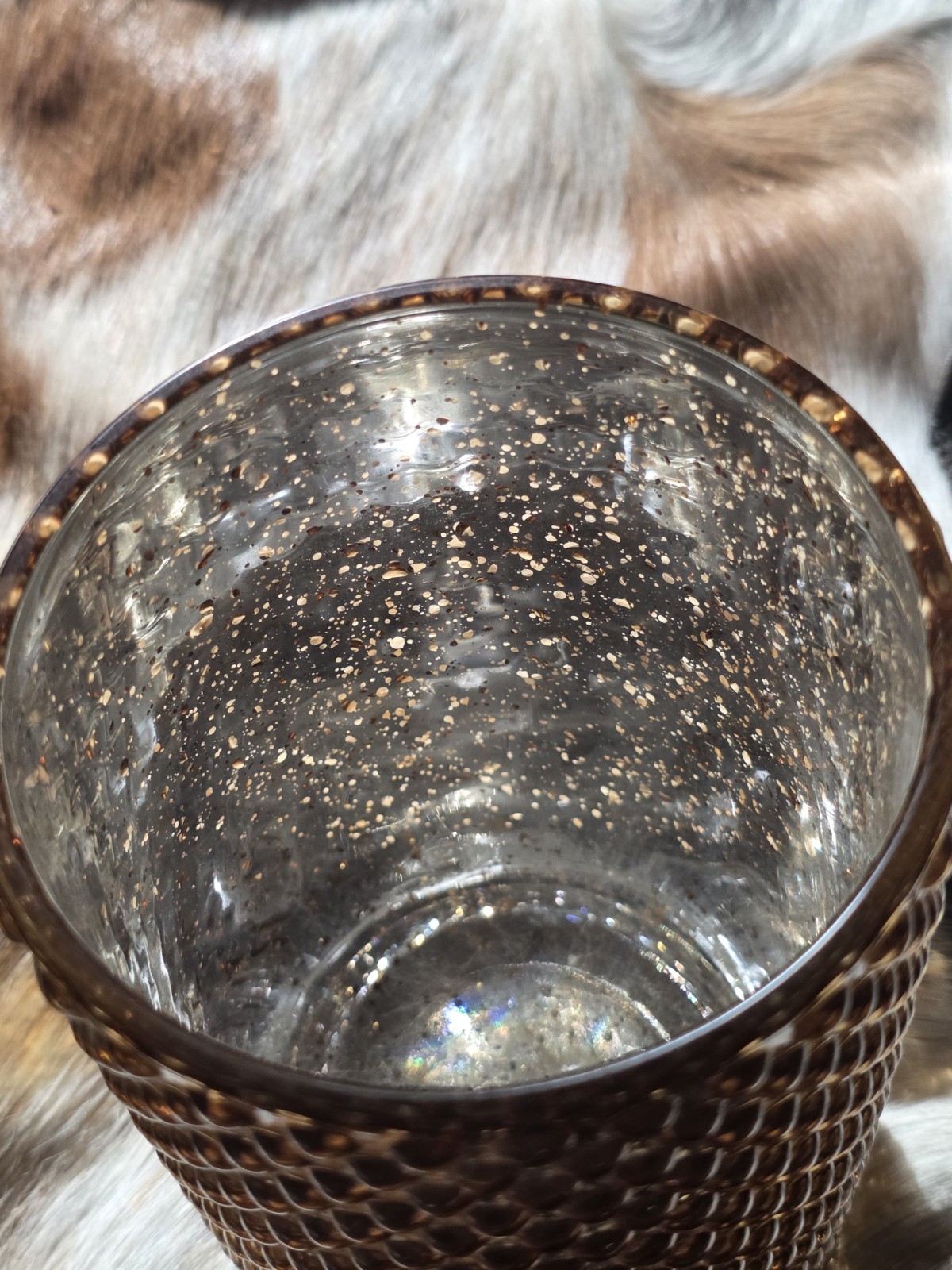 Vintage Amber Hobnail Textured Glass Decorative
