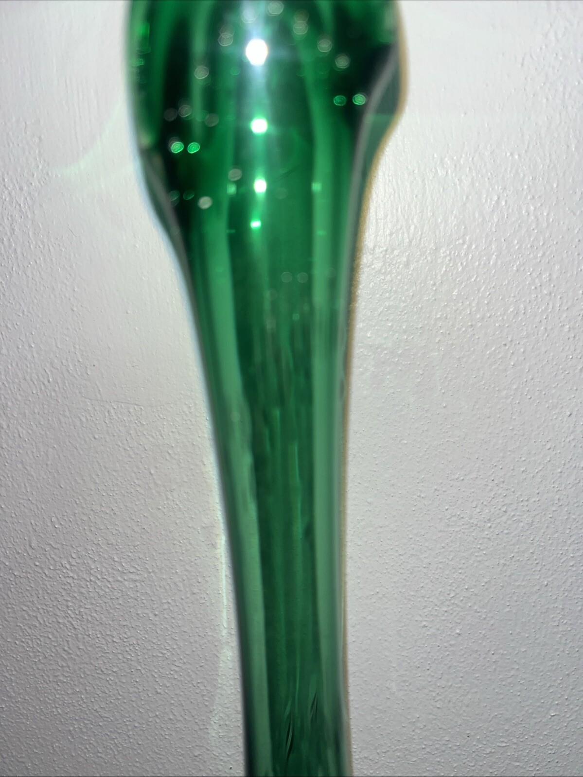 tasteful vintage glass art dark green glass 14inch vase with thick Open Top