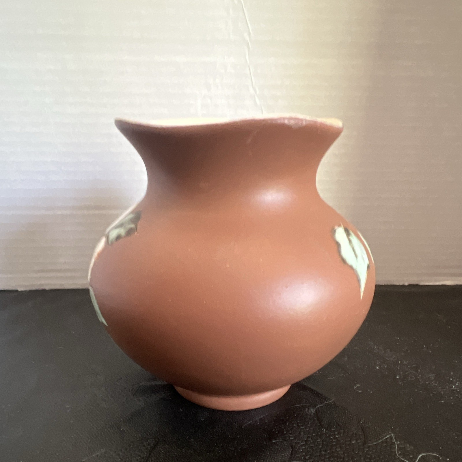 Hand Painted Floral Art Pottery Vase Matte Brown Canada Signed Herta 2417