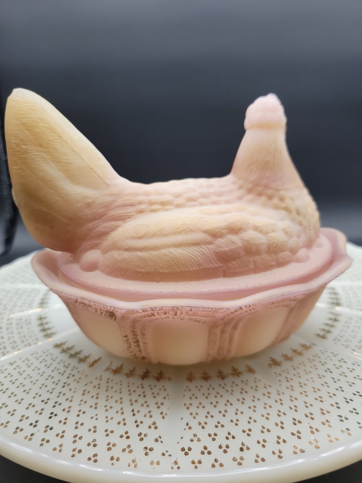 Fenton Fold Art Hand Painted and Signed Folk Art Nesting Hen by J. Powell