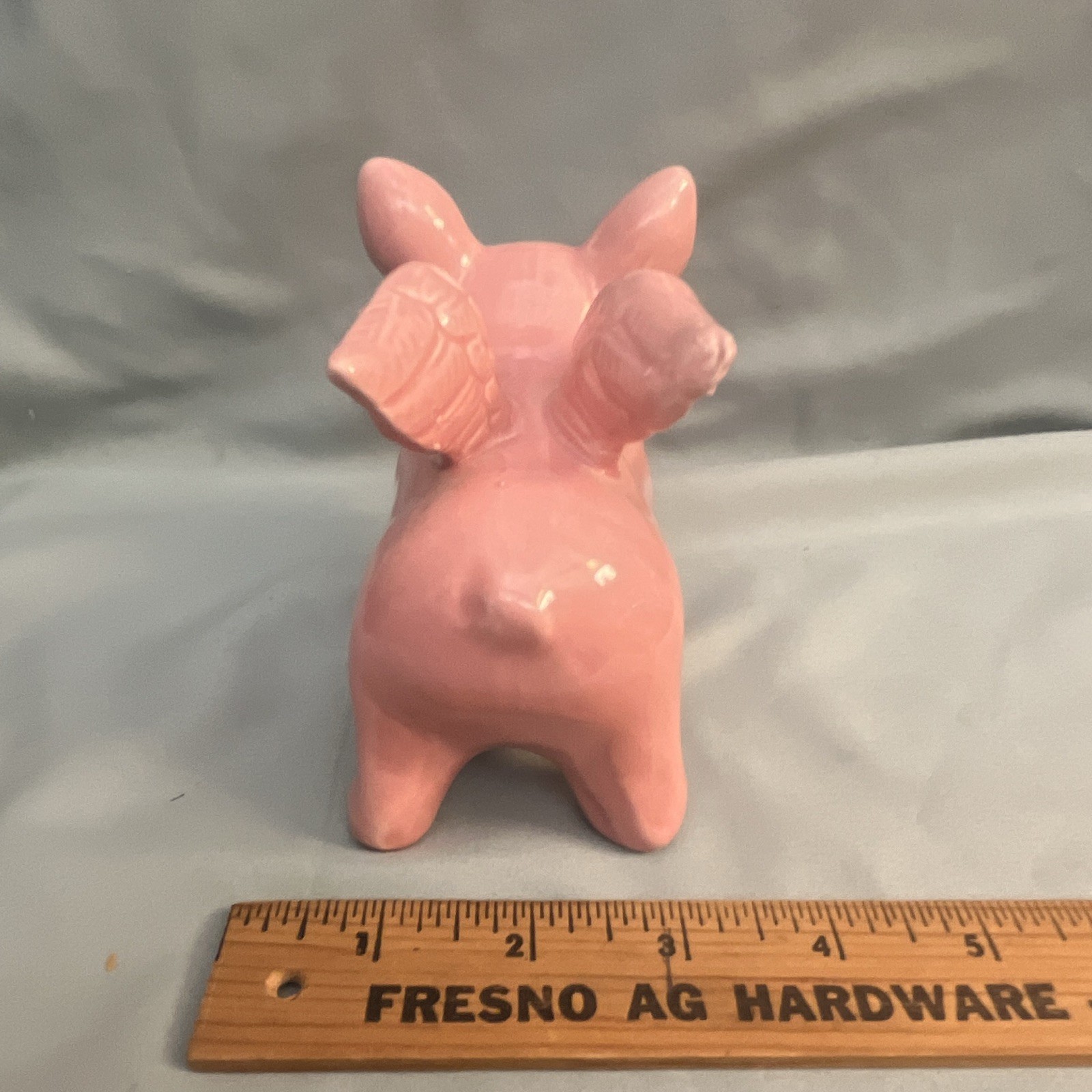 Pink Ceramic Flying Pig Figurine, Glossy Glazed Finish, Animals Theme