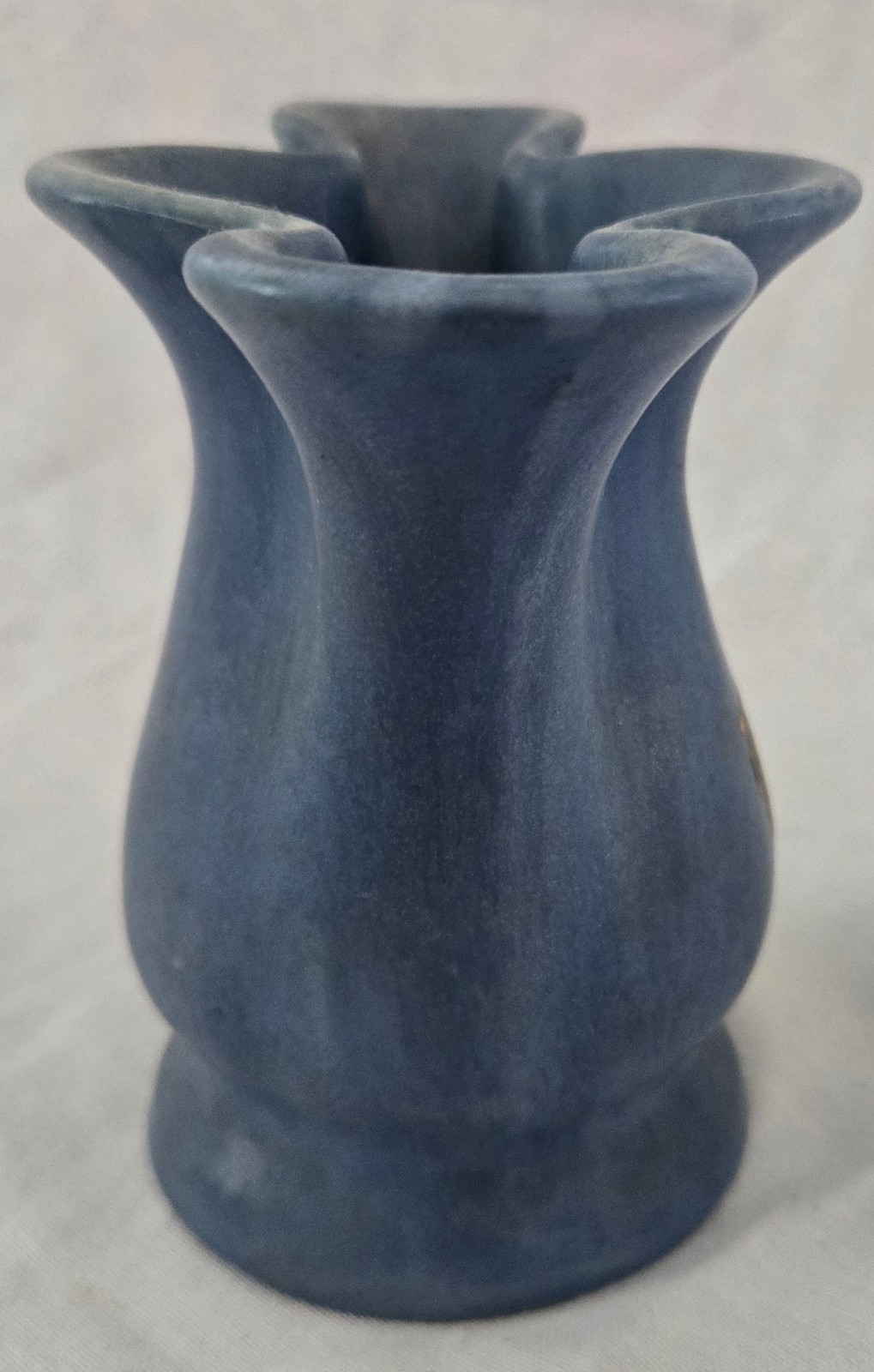 Vintage Camark Pottery Blue Matte Fluted Vase Arkansas Pottery