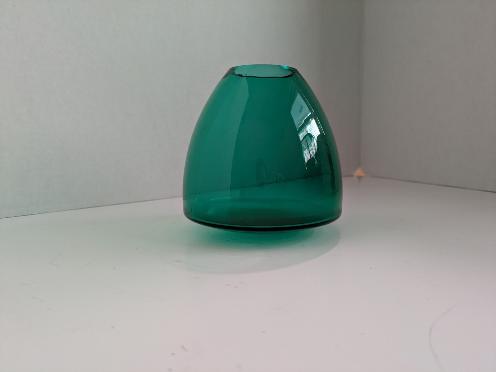 MCM Teal Green Glass Vase Mid Century Modern Teardrop Bud Vase