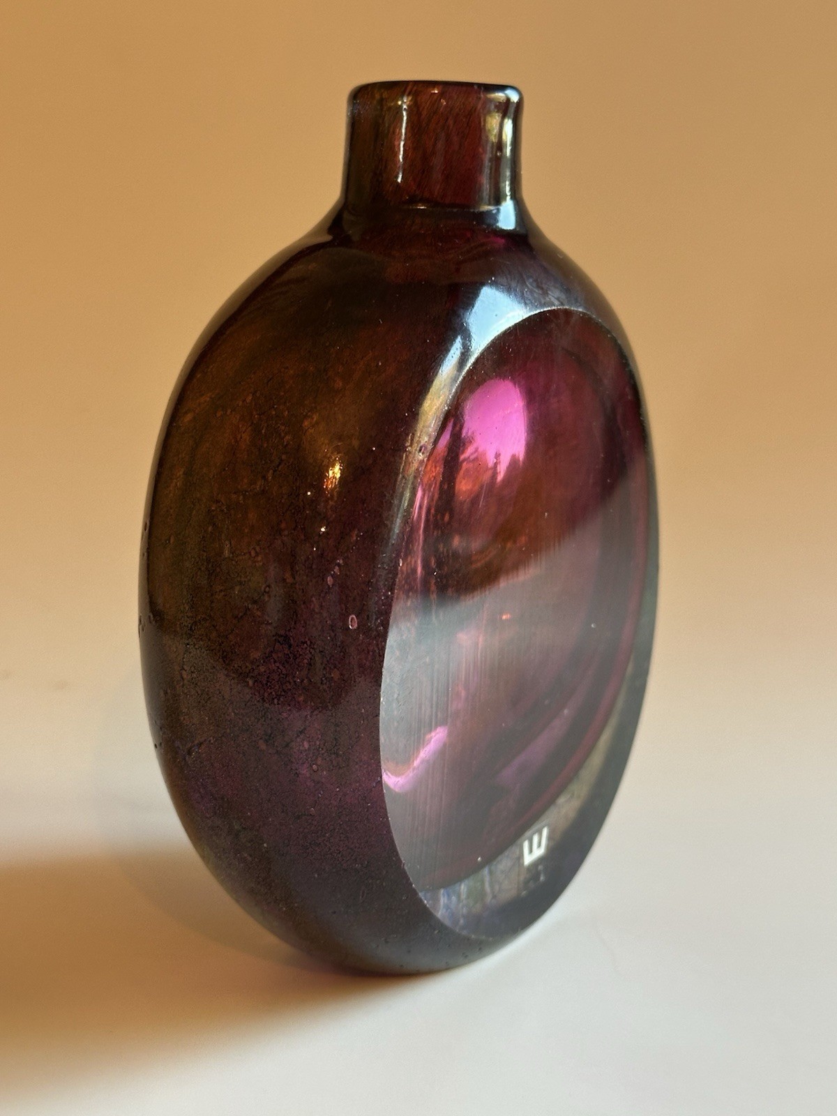 Kosta Boda Signed Goran Warff 1972 BBK Acid Etched Vase #47266 Amethyst 7.5”