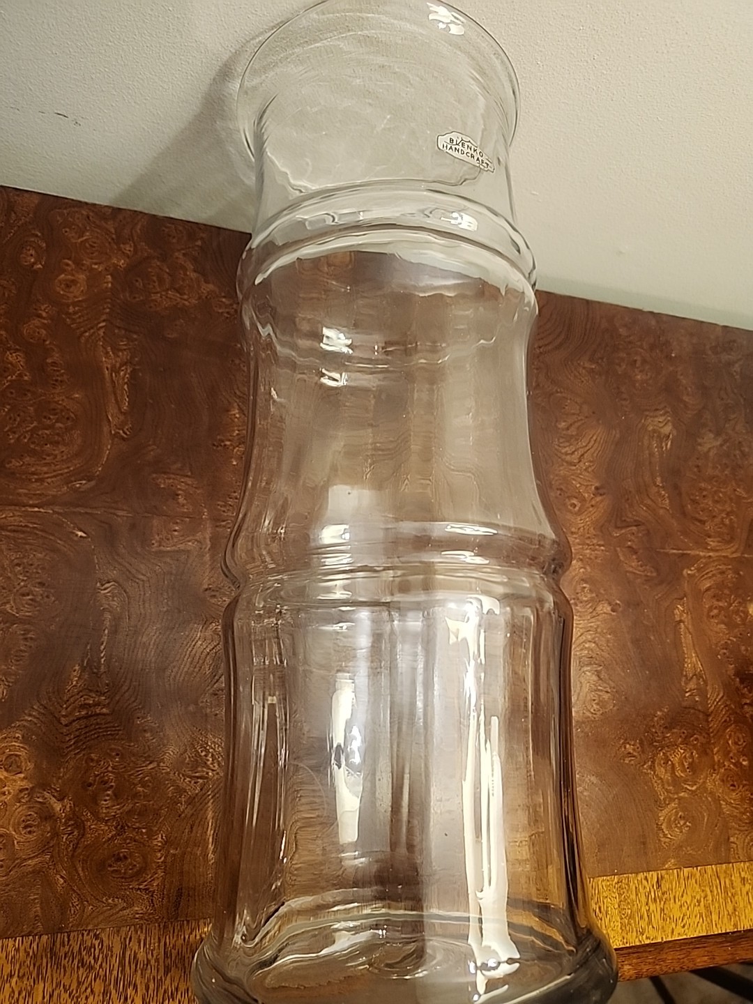 MCM Blenko Handcraft Bamboo Vase Don Shepard Design 15” W OG Label