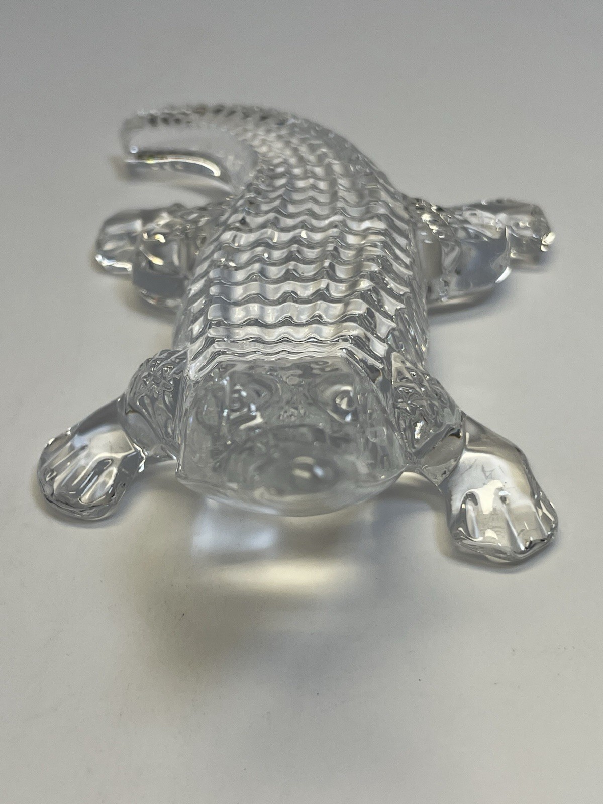 Waterford Crystal Alligator Paperweight Figurine 5” -Tip Of Tail Broken