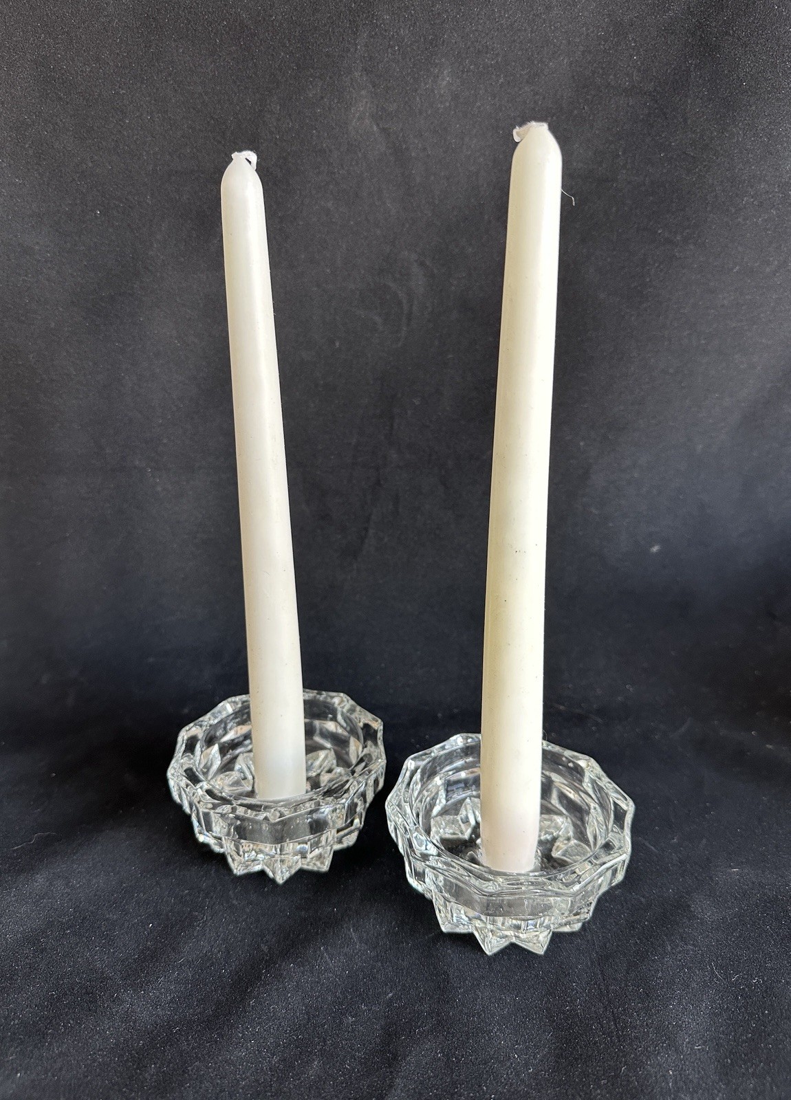 Set of 6 Fostoria American Candle Holders for Tapered or Votive Candles